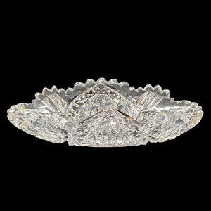 Antique ABP American Brilliant Cut Glass Folded Edge Olive Dish